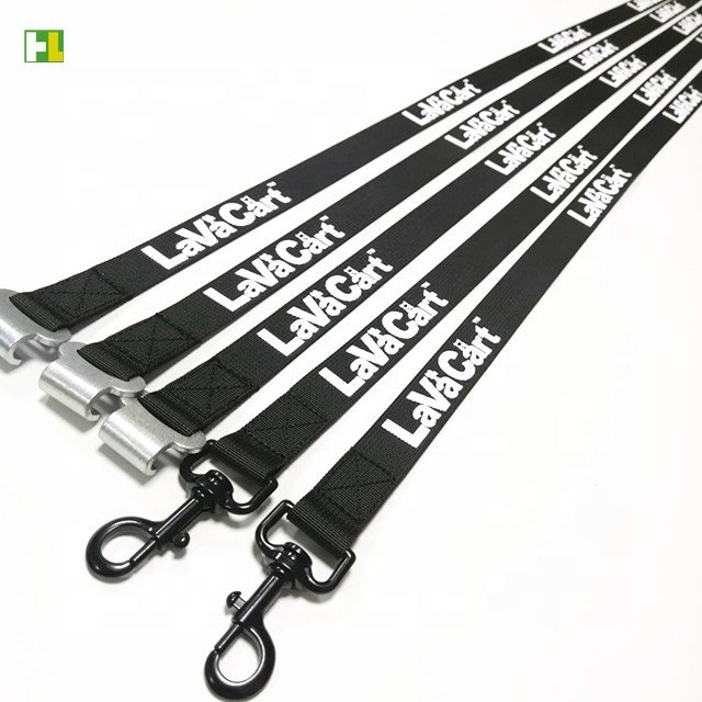 Full personal printed logo custom load straps with flat hooks ladder buckle tie down