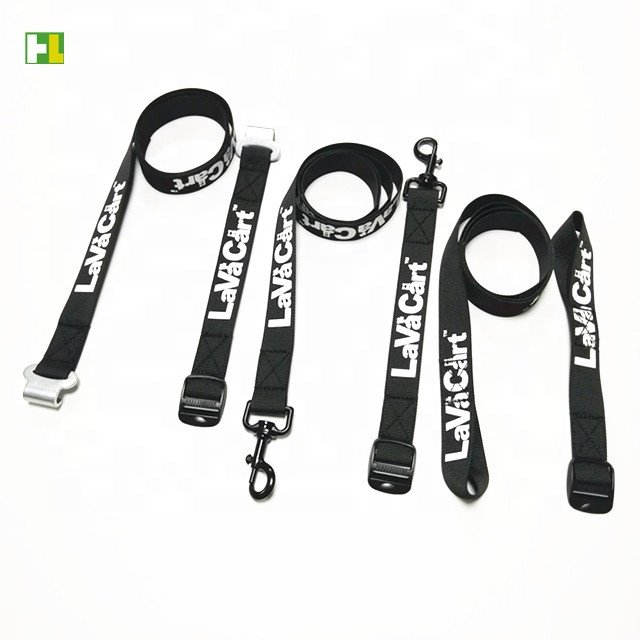 Full personal printed logo custom load straps with flat hooks ladder buckle tie down