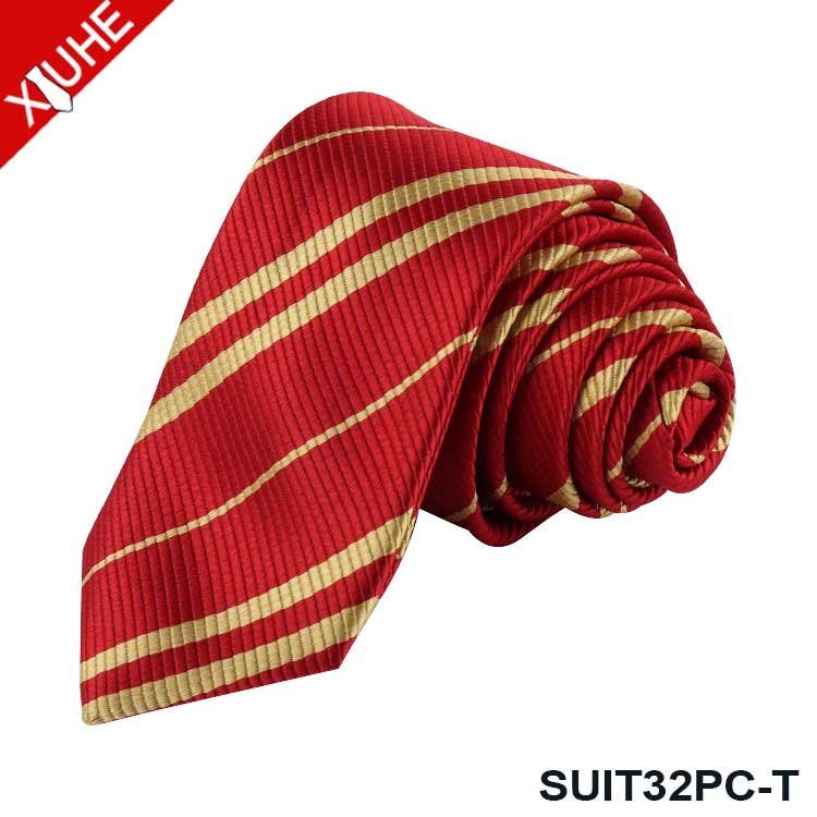 Fashion Classic Cheap Necktie Mens Wholesale Red Neck Ties Sets School Uniform Stripes Polyester Ties