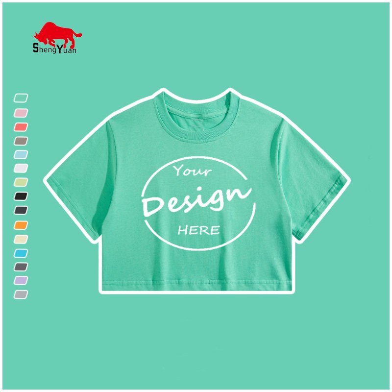 Custom Print Plain Summer 100% Cotton T Shirt Cropped Ladies Tee Women Tops Hip Hop Crop Top T Shirts For Girls