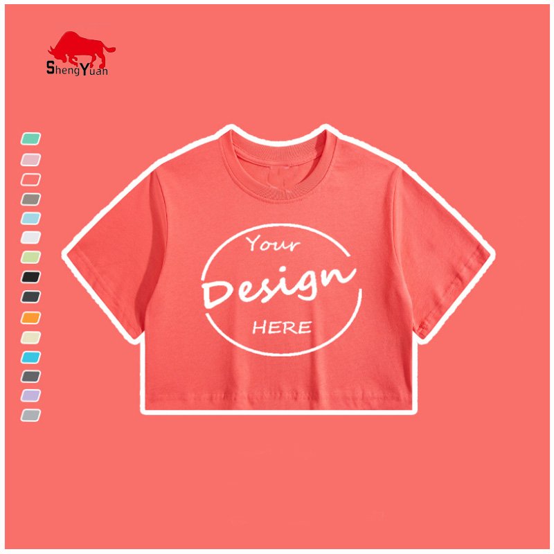 Custom Print Plain Summer 100% Cotton T Shirt Cropped Ladies Tee Women Tops Hip Hop Crop Top T Shirts For Girls