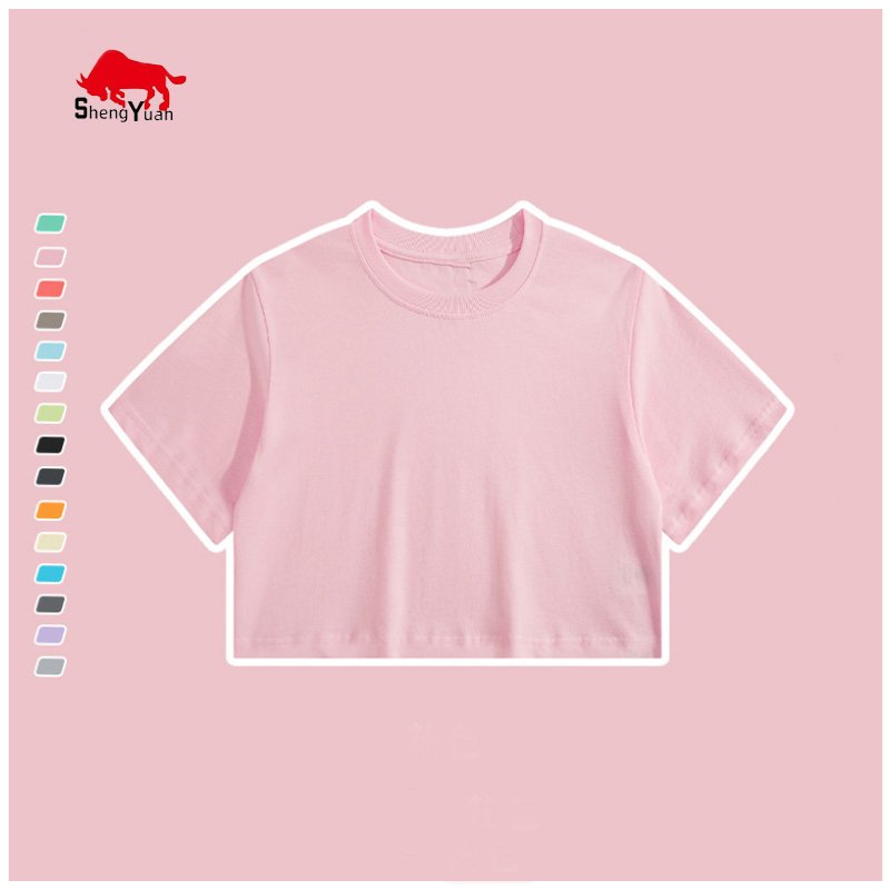 Custom Print Plain Summer 100% Cotton T Shirt Cropped Ladies Tee Women Tops Hip Hop Crop Top T Shirts For Girls
