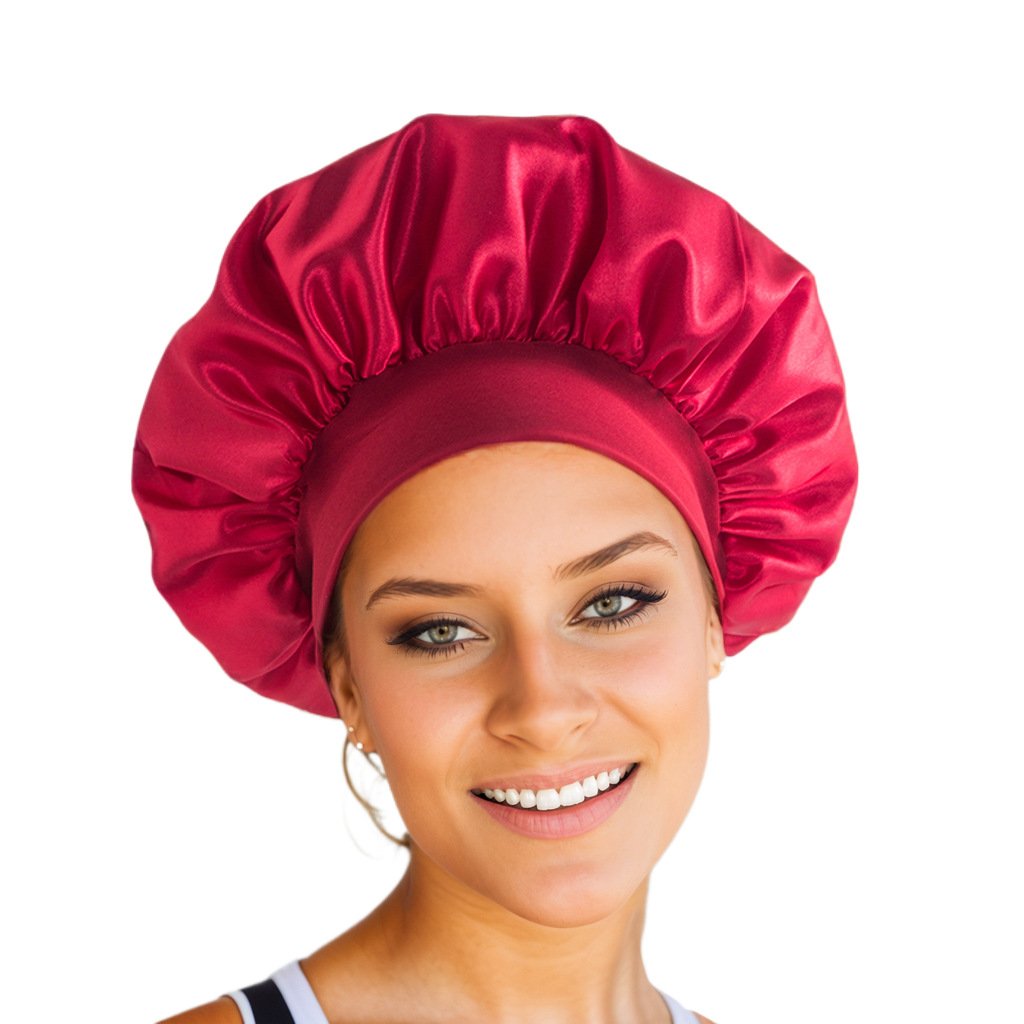 Customizable Logo Silk Bonnet Elastic Wide Band Hair Wrap Satin Bonnets Shower Cap for Sleeping Curly Hair Hair Bonnet Cap
