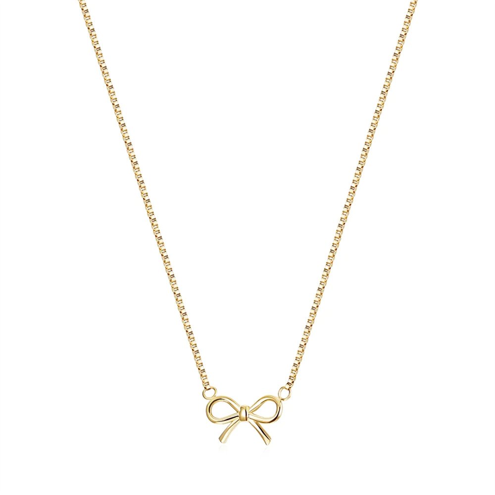 18K Gold Plated Daily Wear Bow Tie Star Shape Fashion Pendant Necklace For Women