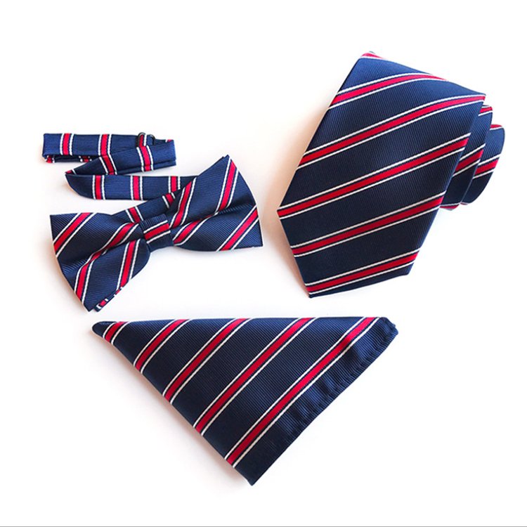 Fashion Neckties with Pocket Square Casual Dot Men Ties and Hanky Set Party Men Bow Tie Set Handkerchief Set