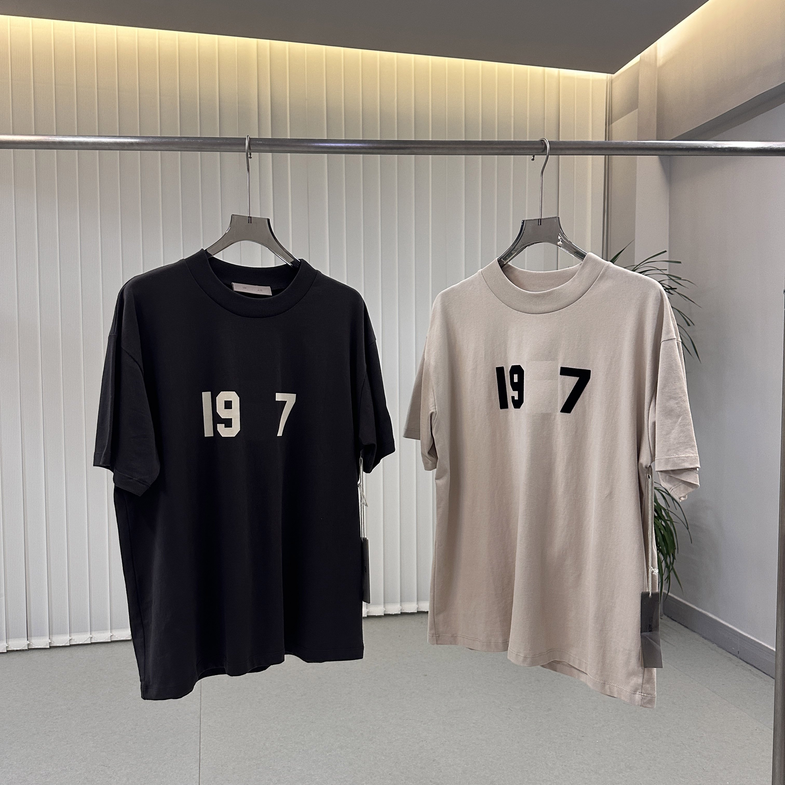 SS22 19 77 FO Felled printed casual loose men's and women's couple pure cotton ESSE short sleeve T-shirt