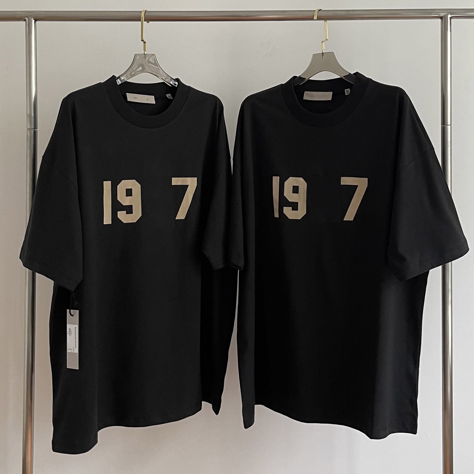 SS22 19 77 FO Felled printed casual loose men's and women's couple pure cotton ESSE short sleeve T-shirt