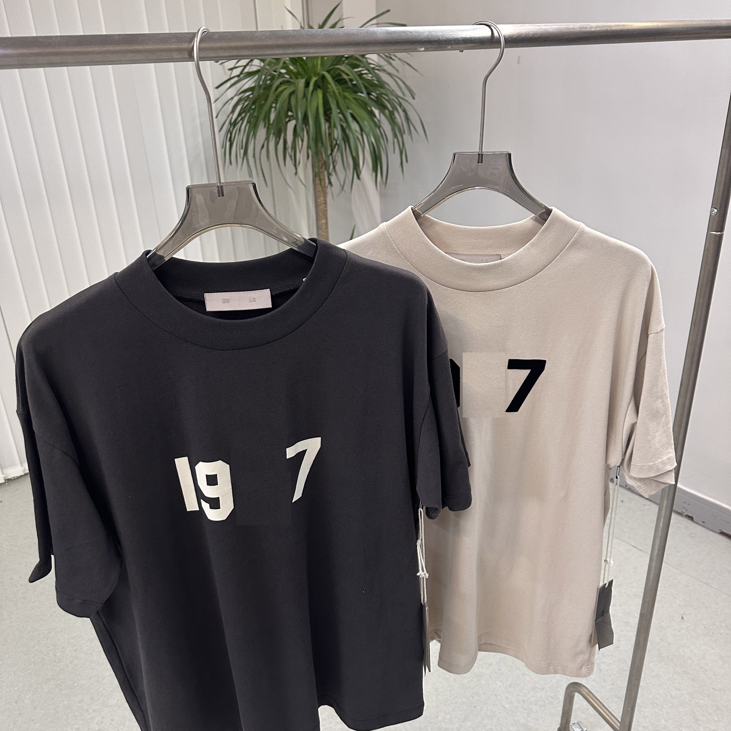 SS22 19 77 FO Felled printed casual loose men's and women's couple pure cotton ESSE short sleeve T-shirt