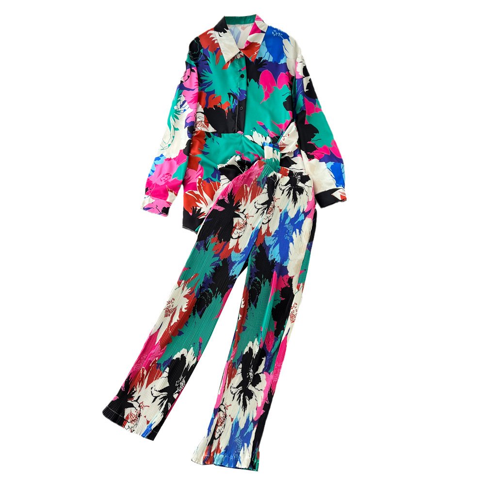 2024 Long Sleeve Tie Dye Shirt Women Two Piece Shorts Set Summer Casual Loose Fit Clothing Sets