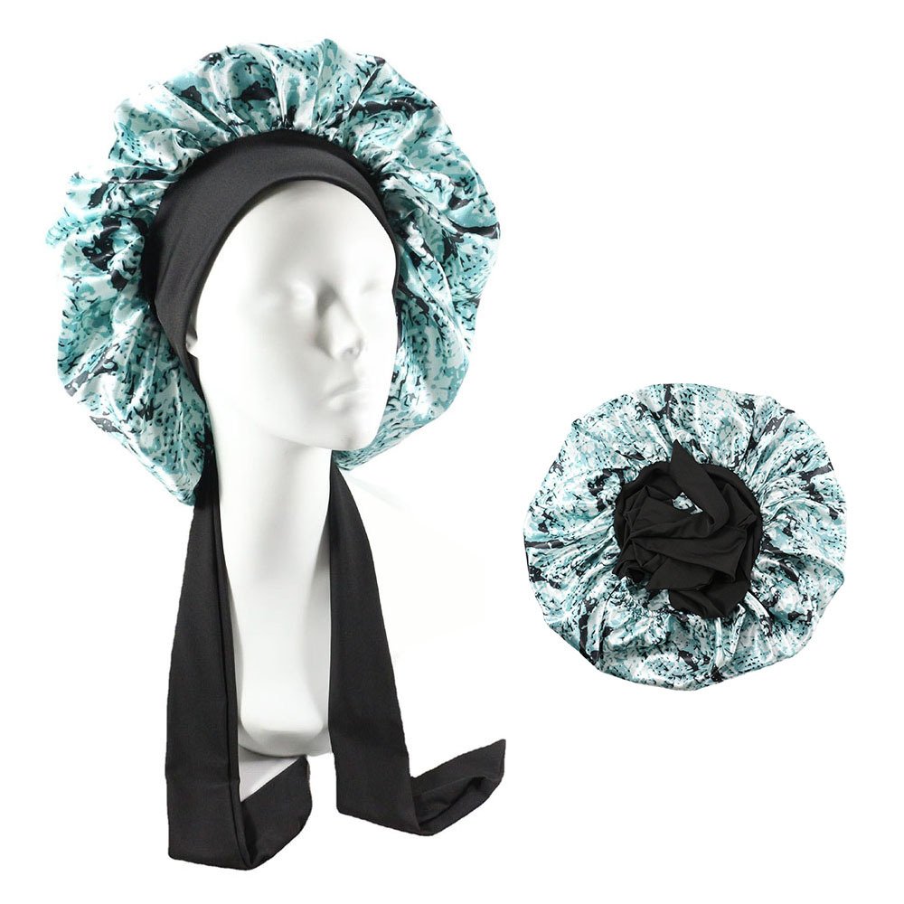 Wholesale women luxury long braid hair head sleeping satin bonnets and large ties satin silk hair wraps fashion hats bonnets