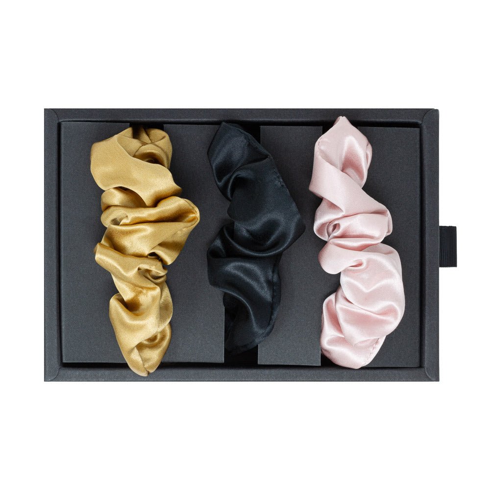 High quality custom logo multicolor designer large hair bands soft elastic scrunchies set satin hair ties for women