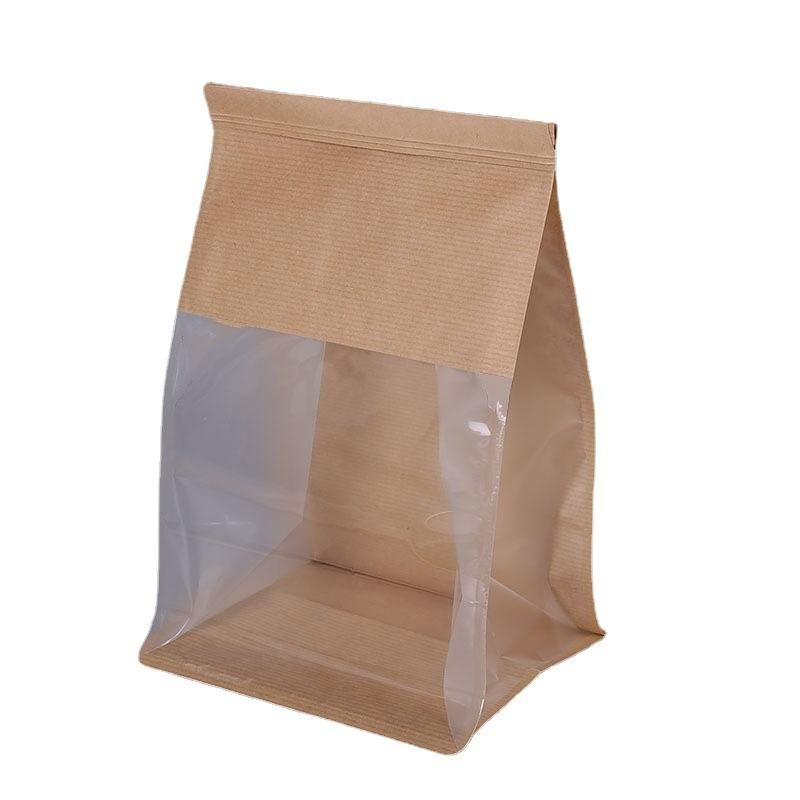 Toast Paper Bag Sandwich Bakery Bread Kraft Paper Bag with Window Ban Air Hole Baguette Bags Food Gravure Printing Disposable