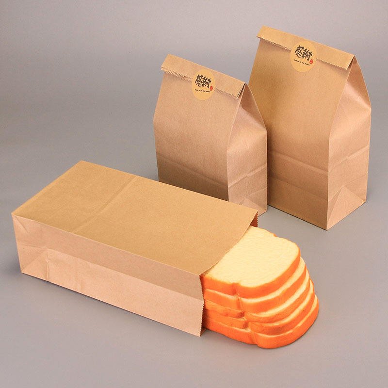 Toast Paper Bag Sandwich Bakery Bread Kraft Paper Bag with Window Ban Air Hole Baguette Bags Food Gravure Printing Disposable