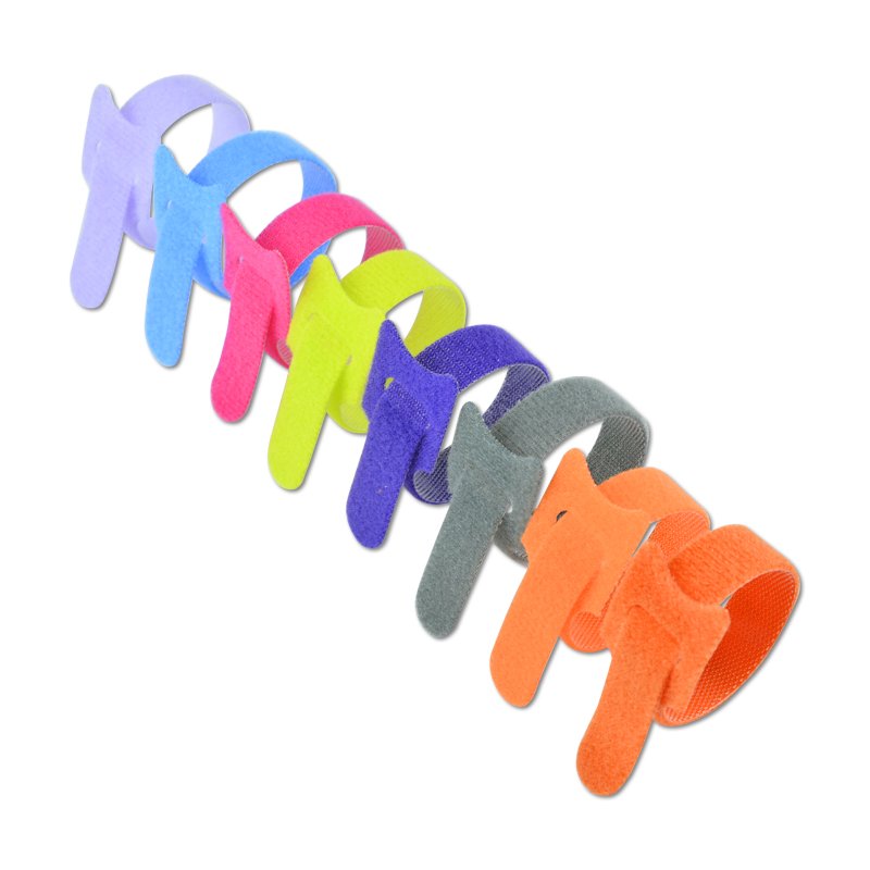 Double Side Colour Cord Organizer Fastener Printed Logo Back Hook And Loop Cable Tie