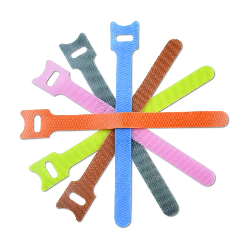 Double Side Colour Cord Organizer Fastener Printed Logo Back Hook And Loop Cable Tie