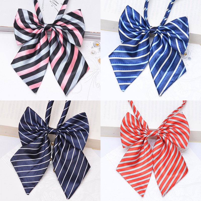 Women's Red Black Strips Bow Tie School Student Sailor Suit Bowknot Adjustable Ribbon Bank Bow Tie For Bank