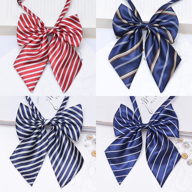 Women's Red Black Strips Bow Tie School Student Sailor Suit Bowknot Adjustable Ribbon Bank Bow Tie For Bank