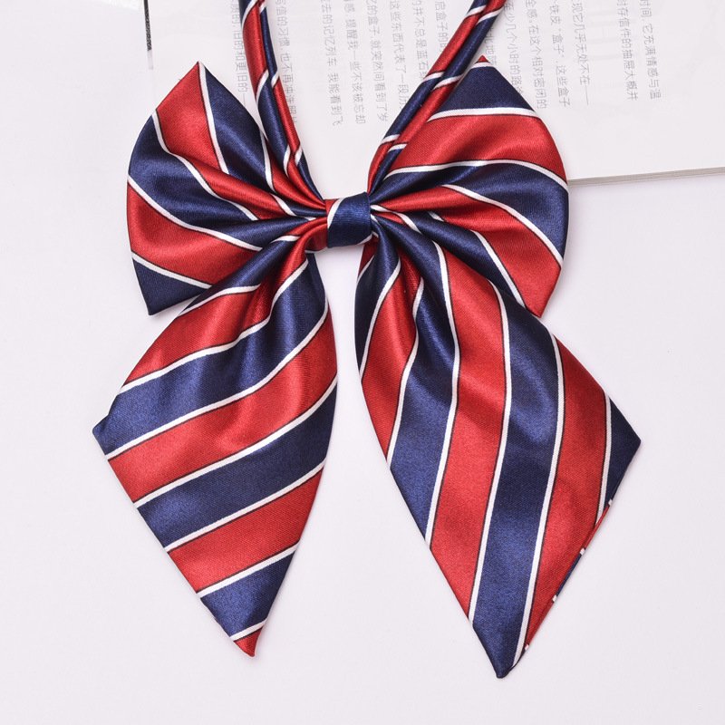 Women's Red Black Strips Bow Tie School Student Sailor Suit Bowknot Adjustable Ribbon Bank Bow Tie For Bank