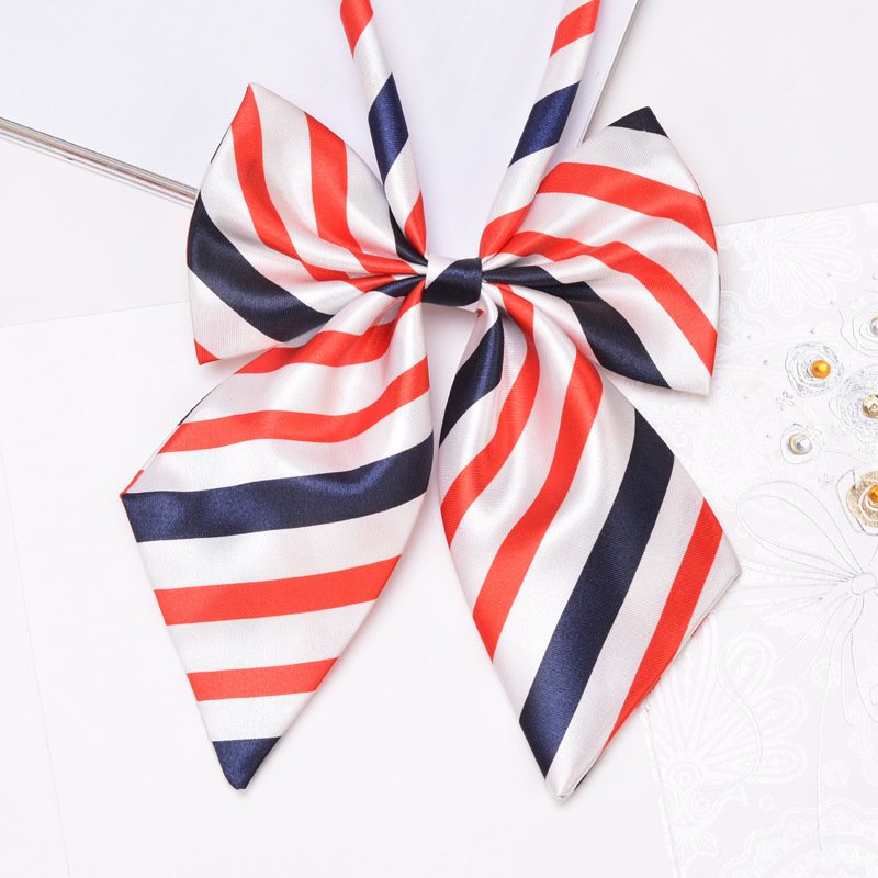 Women's Red Black Strips Bow Tie School Student Sailor Suit Bowknot Adjustable Ribbon Bank Bow Tie For Bank