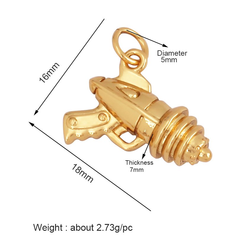 European and American Popular Micro Inlaid Zircon Charm Pendant,Cute 18K Gold Brass Dagger Sword Weapon Gun Necklace Supply L17