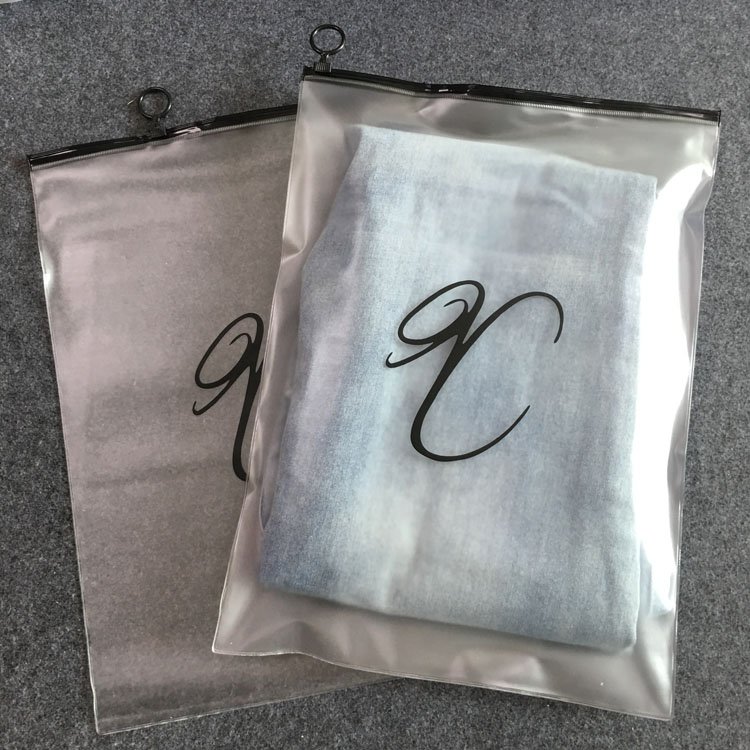 Frosted/ Clear Bag For Clothes With Printing PVC Plastic Zipper Pack Bag With Logo Custom Clothing Packaging Bag