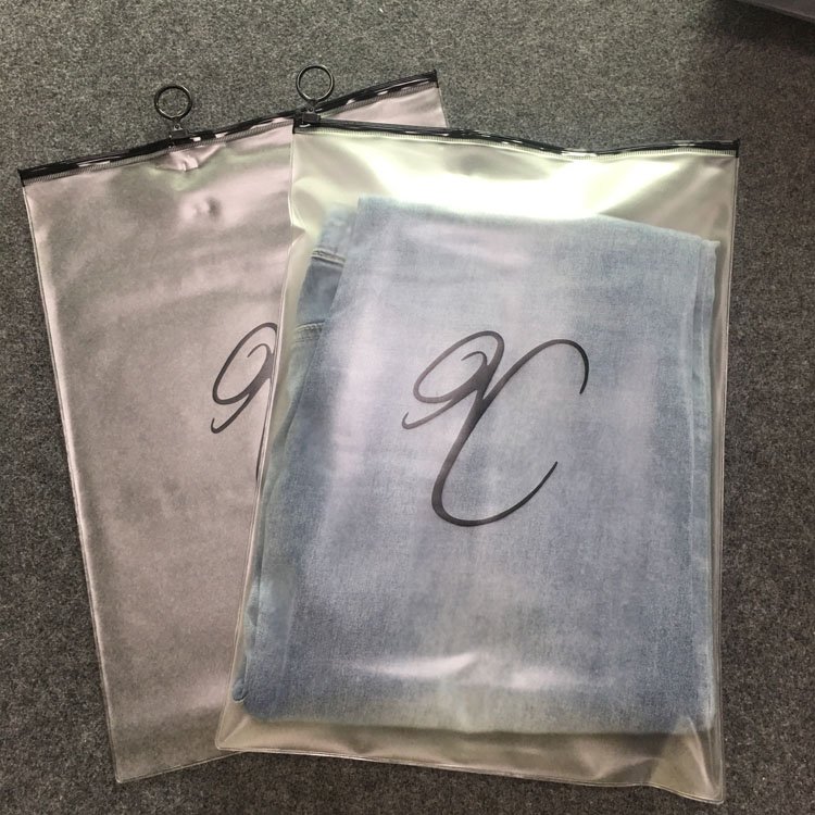 Frosted/ Clear Bag For Clothes With Printing PVC Plastic Zipper Pack Bag With Logo Custom Clothing Packaging Bag