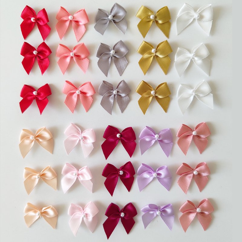 Sale pre made pink mini ribbons and bows for lingerie decoration