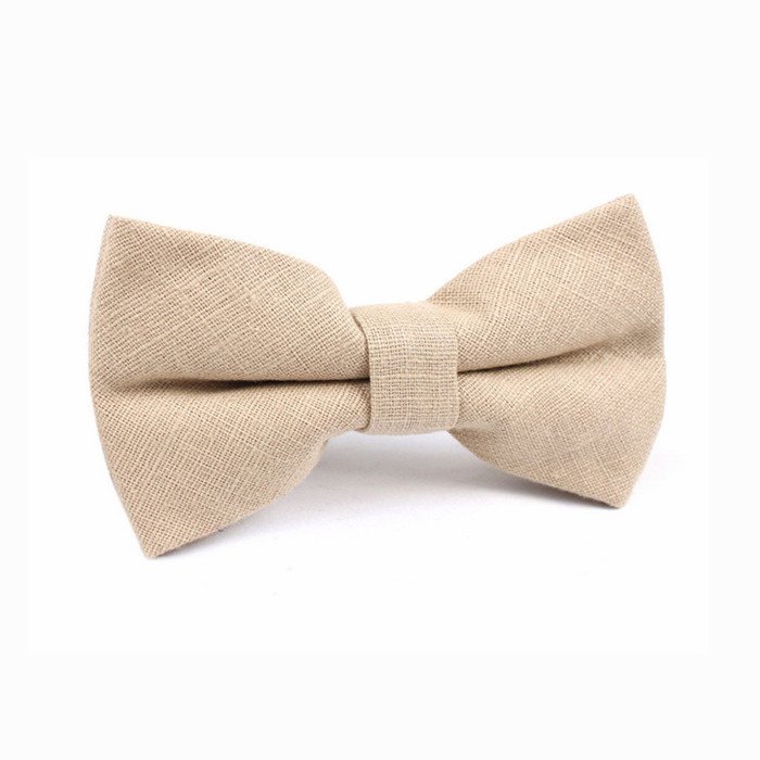 Custom linen solid bow tie for men