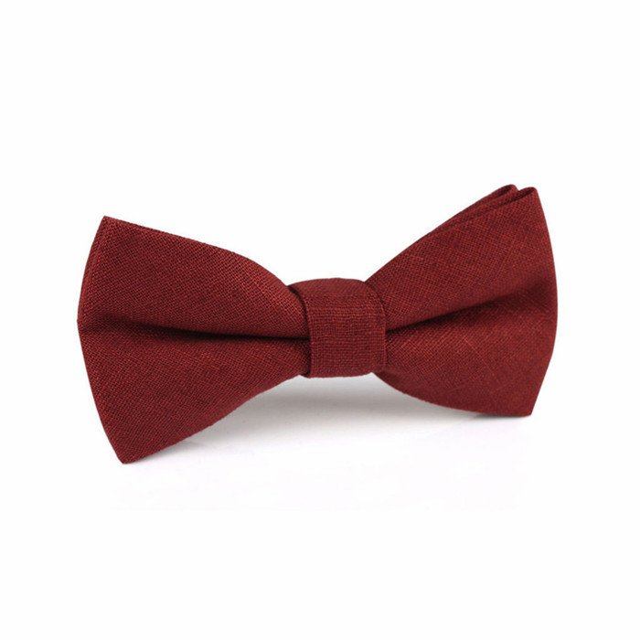 Custom linen solid bow tie for men