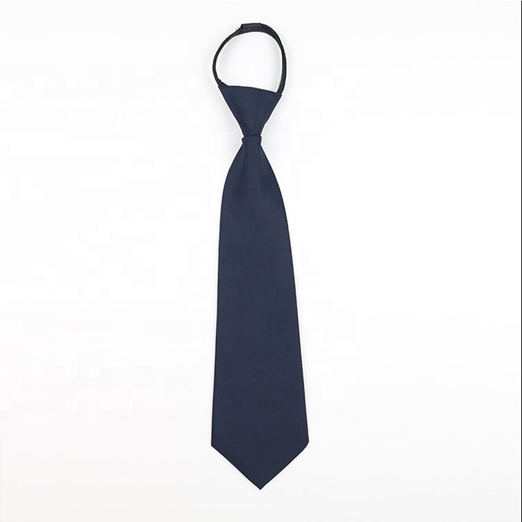 Hot sale popular cheap plain men zipper necktie polyester zipper neck tie in solid colours