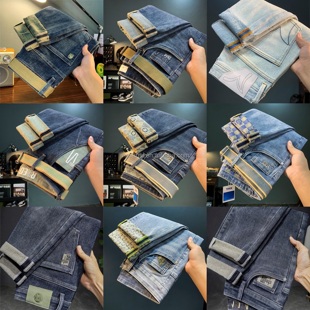 Massive inventory of men's jeans trendy brand thin loose casual pants 2024 new spring and autumn slim fit straight leg pants