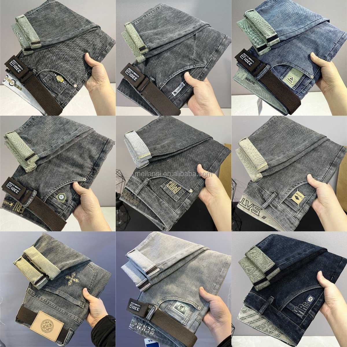 Massive inventory of men's jeans trendy brand thin loose casual pants 2024 new spring and autumn slim fit straight leg pants