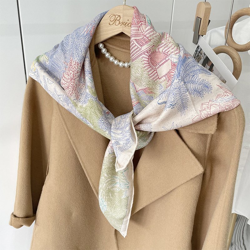 OEM Classical European Embroidered Style Silk Scarves 6A Grade Organic Luxury Mulberry Silk Scarf with Gift Box