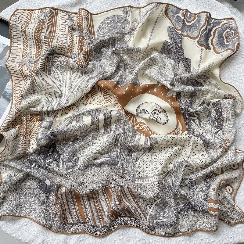 OEM Classical European Embroidered Style Silk Scarves 6A Grade Organic Luxury Mulberry Silk Scarf with Gift Box