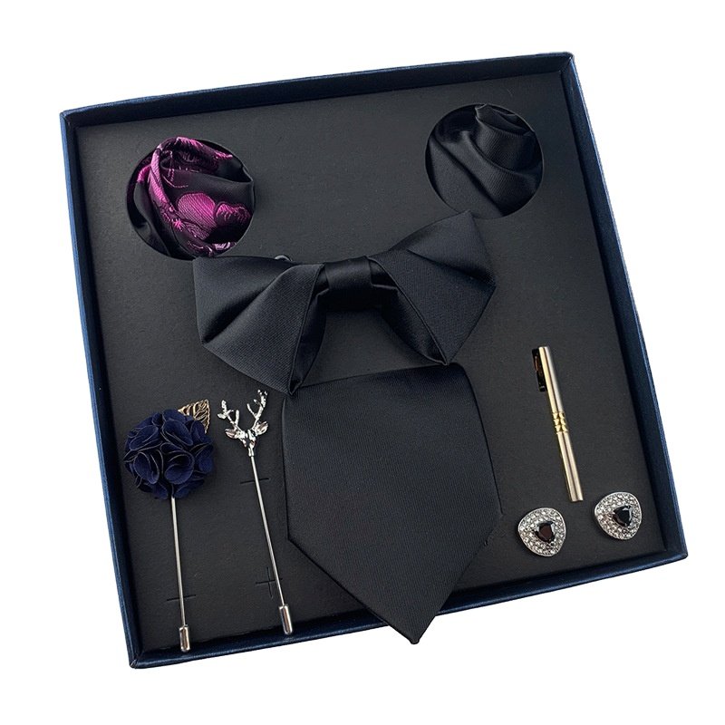 New corbatas de seda para hombre necktie set cuff pocket brooch bow ties corbatas para hombre mens tie sets gift box necktie set