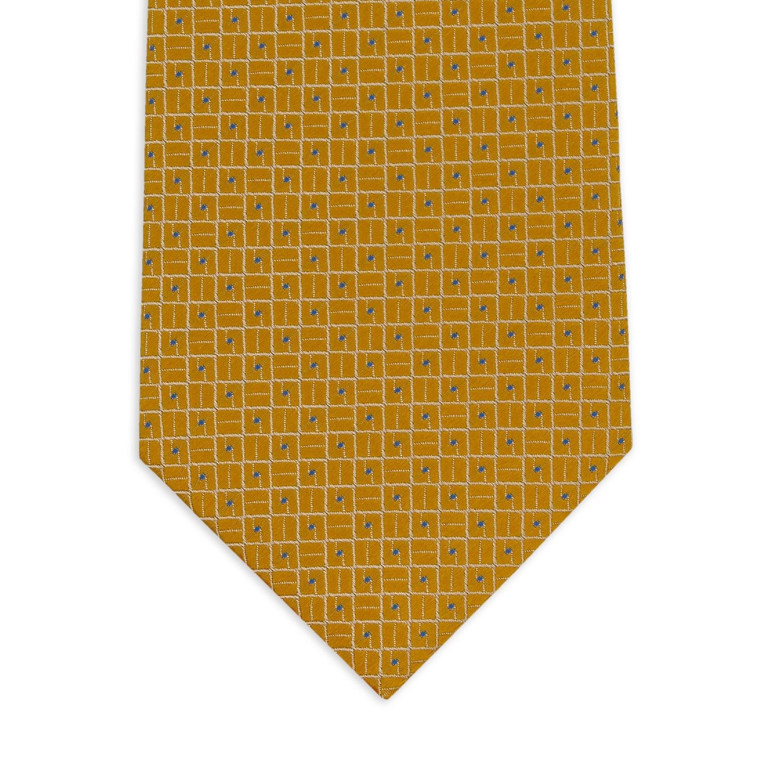 Sophisticated Firenze Yellow Jacquard Weave Italian Seven Fold Necktie 100% Silk Excellent Unmatched Business Elegance Formal