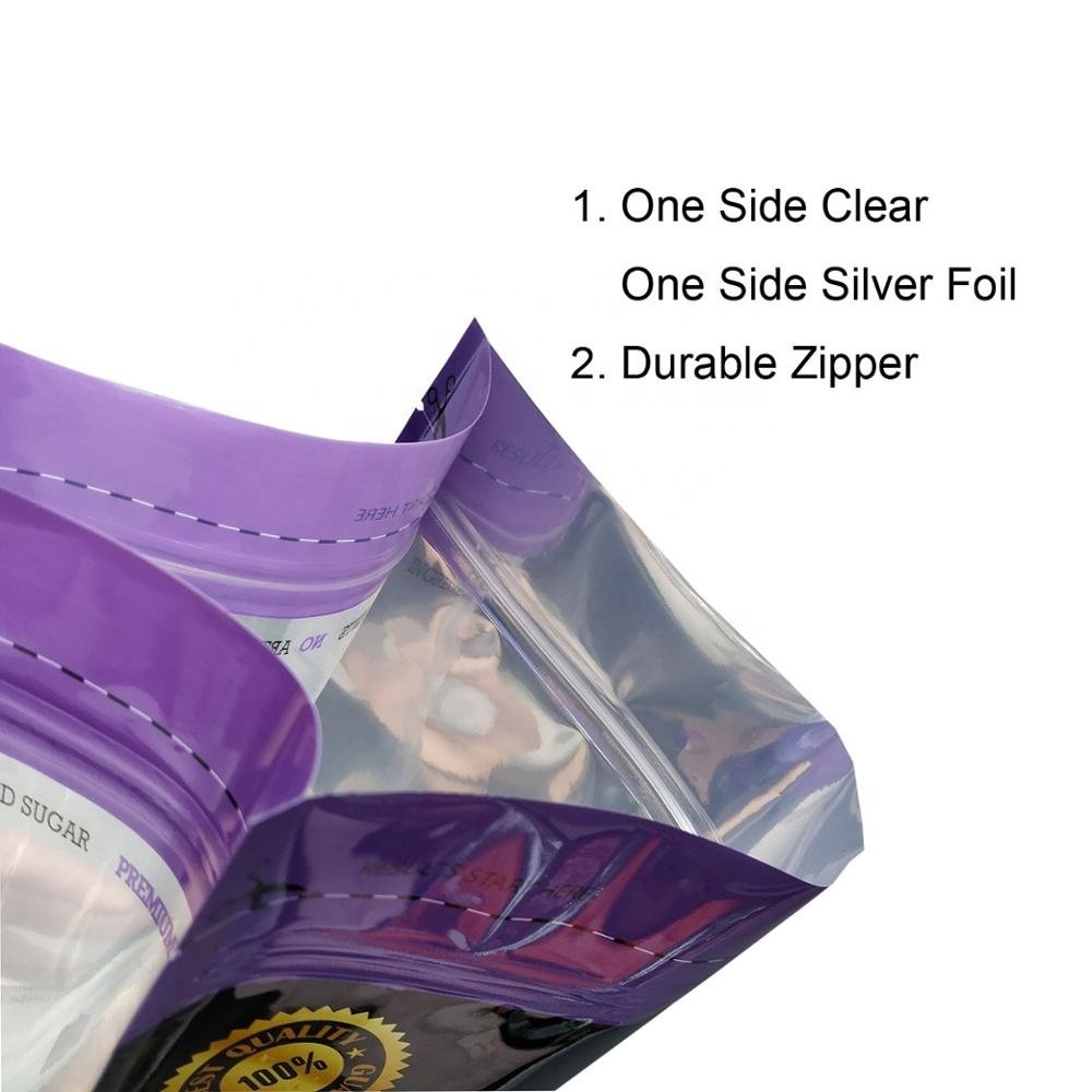 Customized food package ziplock plastic transparent doyack stand up pouch front clear custom logo