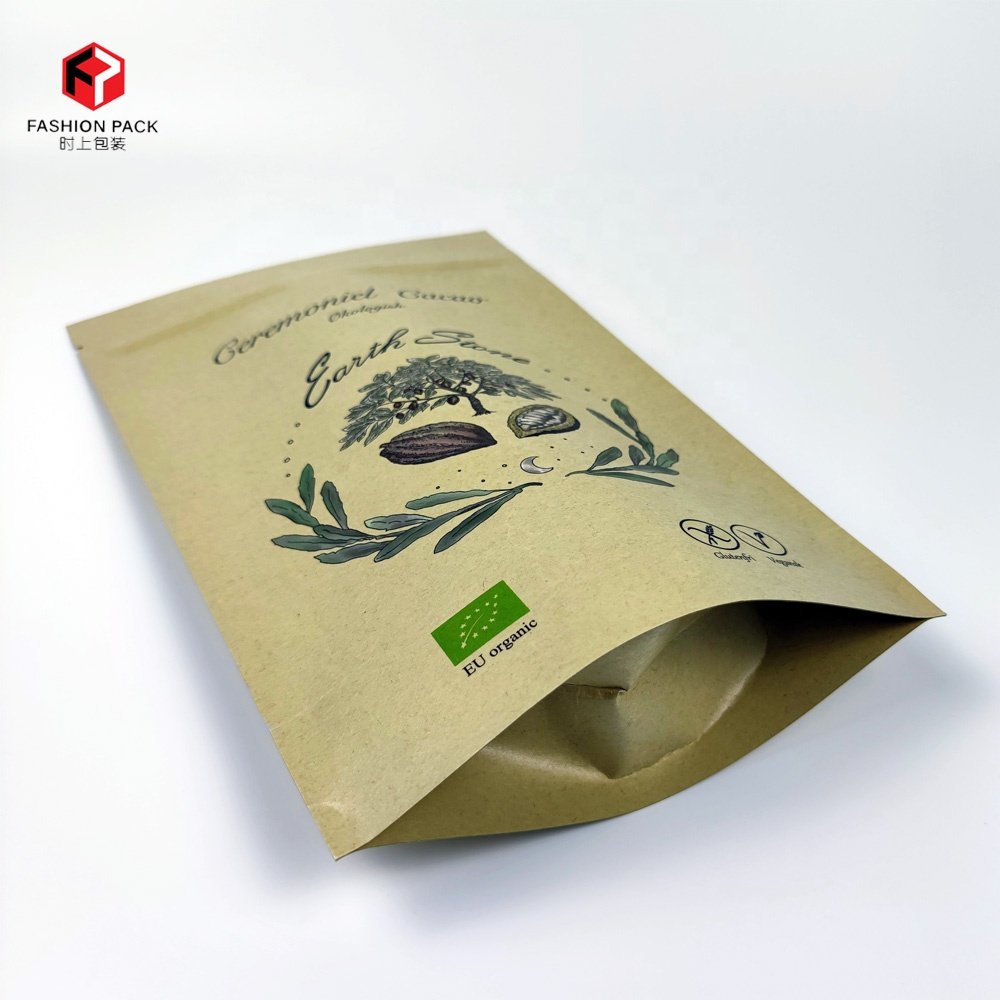 Custom printed loose leaf tea packaging frosted transparent front clear stand up pouch