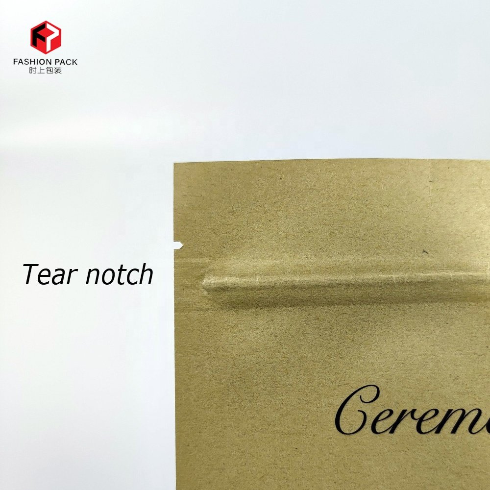 Custom printed loose leaf tea packaging frosted transparent front clear stand up pouch