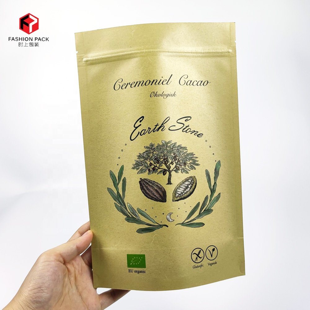 Custom printed loose leaf tea packaging frosted transparent front clear stand up pouch