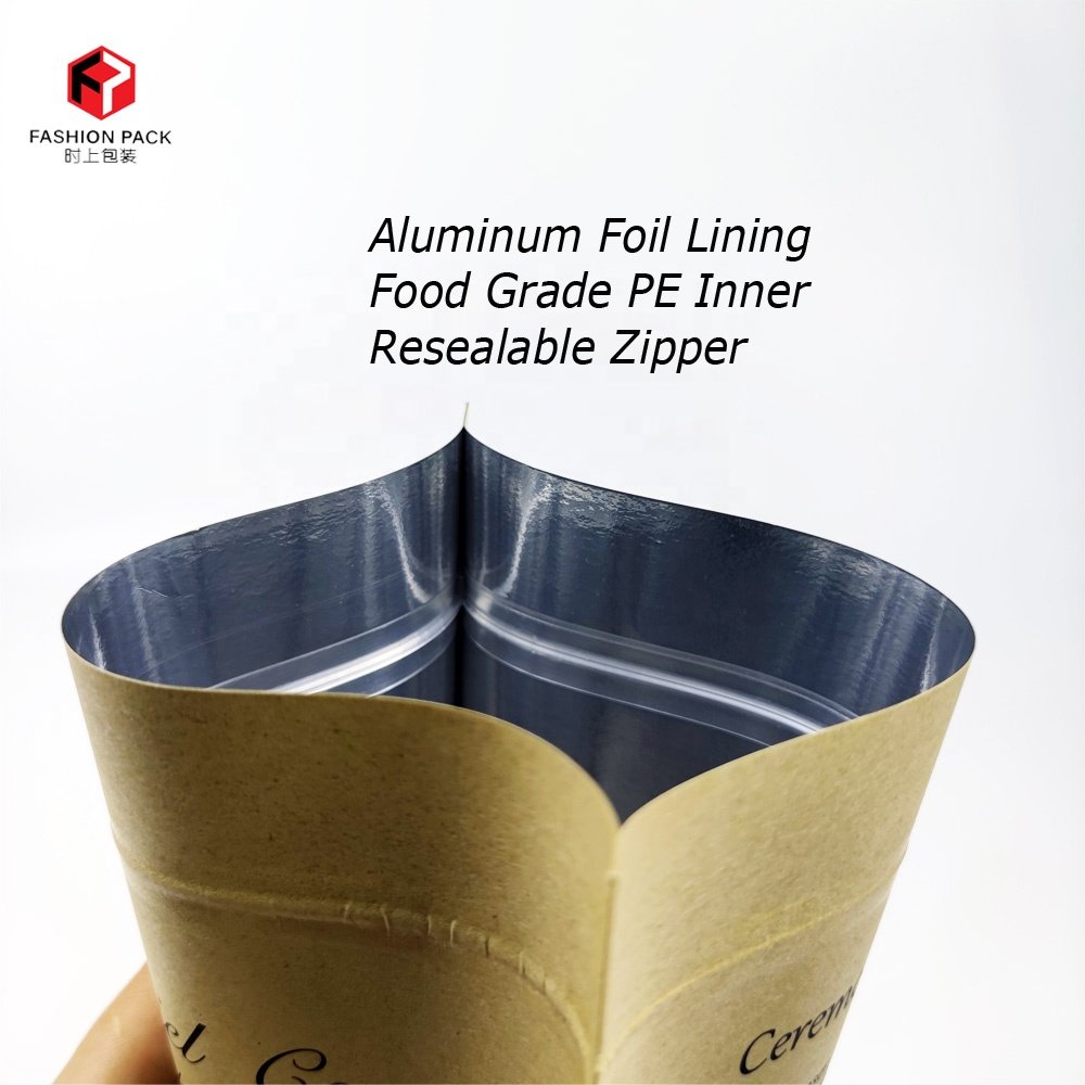 Custom printed loose leaf tea packaging frosted transparent front clear stand up pouch