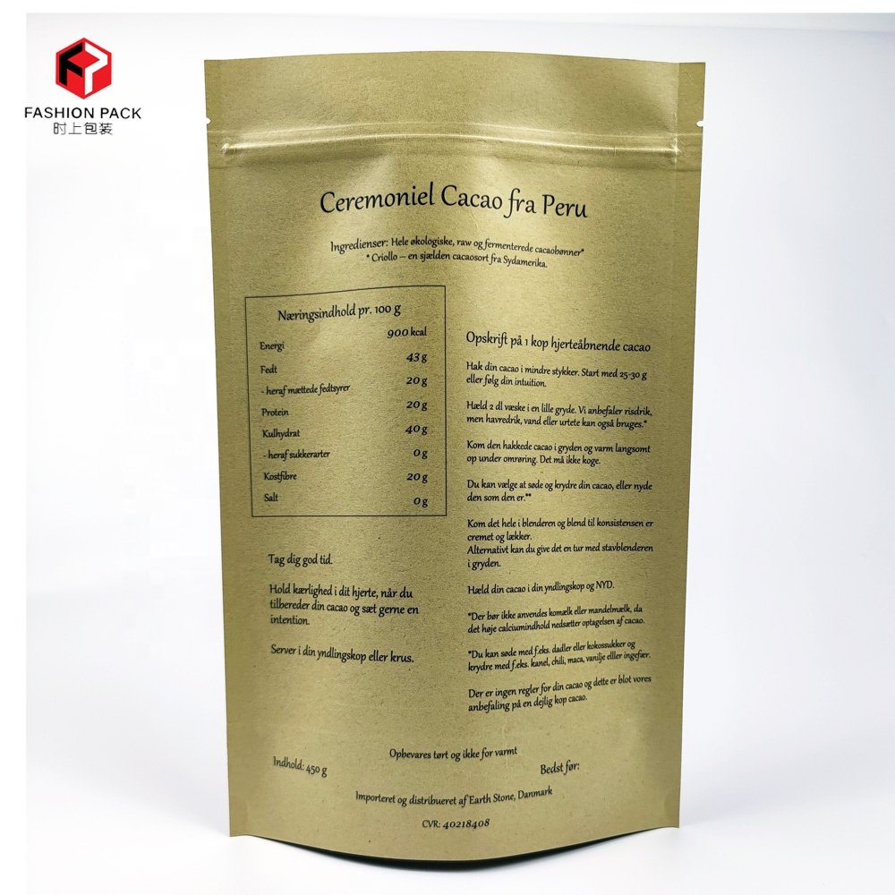 Custom printed loose leaf tea packaging frosted transparent front clear stand up pouch