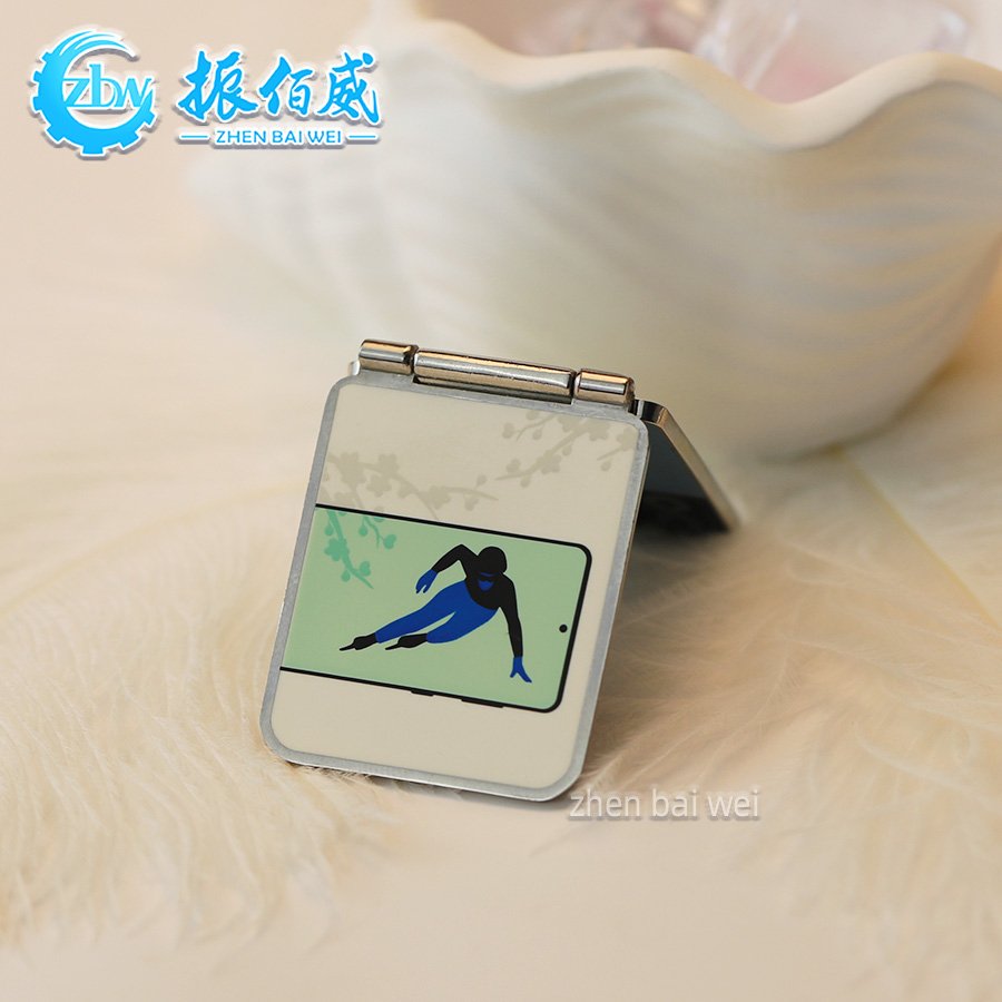 Hot Trendy Wholesale Custom Metal Silver Plated Creative flip top Phone Shape Brooch Custom Alloy Printing Enamel Lapel Pin