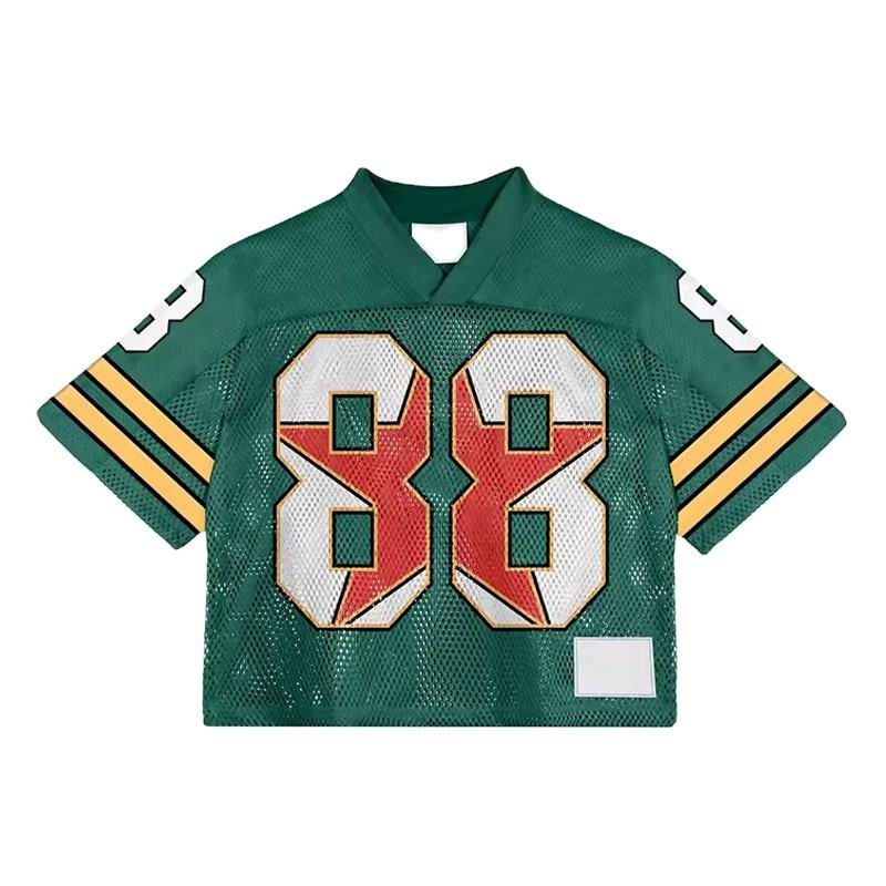 Custom Manufacturer American Vintage Soccer Jersey Oversized Knitted Mesh V-Neck Crop Boxy Football Jersey Men's