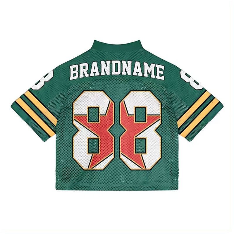Custom Manufacturer American Vintage Soccer Jersey Oversized Knitted Mesh V-Neck Crop Boxy Football Jersey Men's