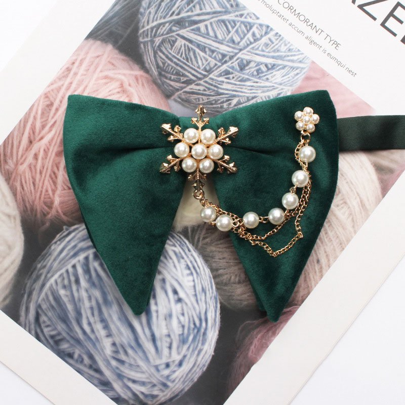 Solid Color Velvet Texture Bow For Women Men Snow Pearl Accessories Fashion Shirt Uniform Bow Tie Bow Flower