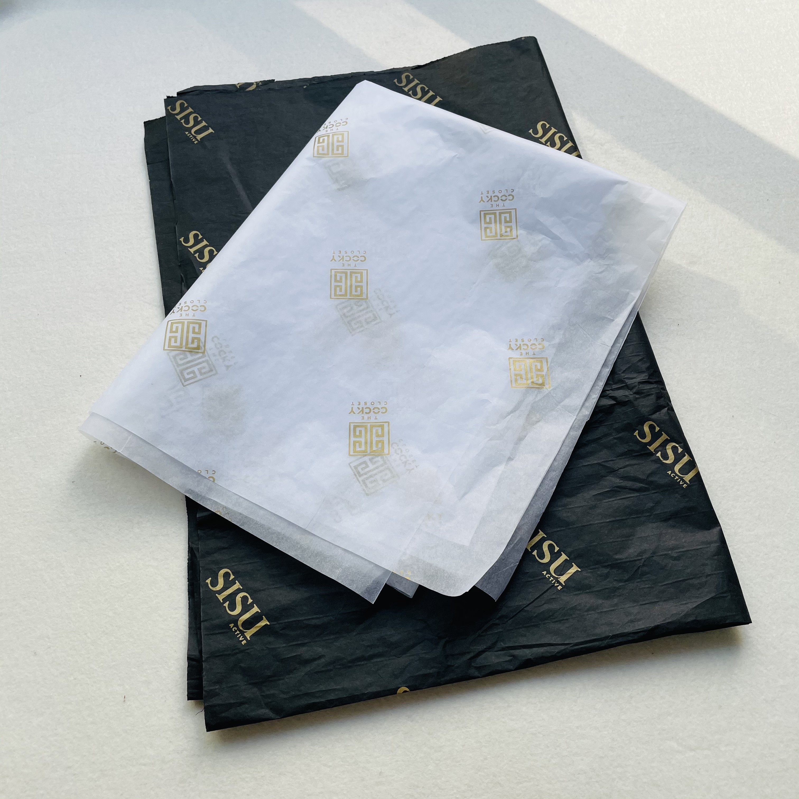 Custom 50*75cm Cloth Packing white custom gold logo printed Wrapping Tissue packaging Paper