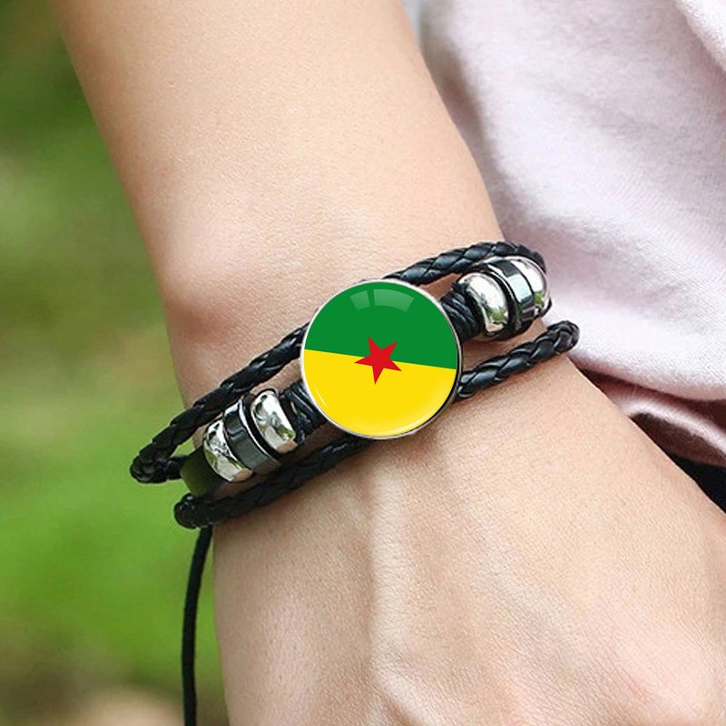 80 Models Guyane Francaise Flag Map Tie Clip Lapel Pin Ring Brooch Cuff Link Necklace Bracelet Earrings Key Chain Jewelry Set