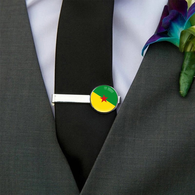 80 Models Guyane Francaise Flag Map Tie Clip Lapel Pin Ring Brooch Cuff Link Necklace Bracelet Earrings Key Chain Jewelry Set