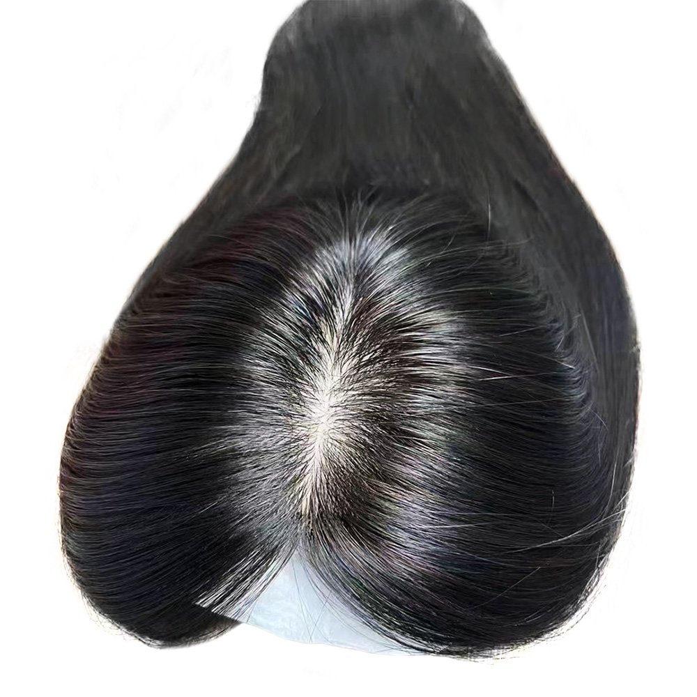 Hand Made Silk Base Human Hair Wig Clip In Hair Topper Hand Tied Silk Top Topper